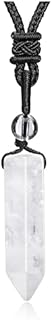 PESOENTH 2pcs Obsidian Crystal Clear Qaurtz Stone Necklace Reiki Healing Crystal Point Gemstone Pendant Necklace Adjustable Rope Chakra Crystal Jewelry for Women Men Gift