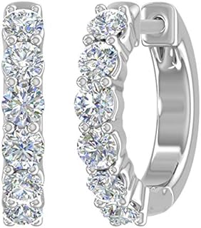 3/4 Carat Diamond Hoop Huggies Earrings in 14K Gold (SI1-SI2 Clarity)