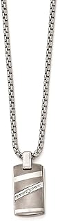 Edward Mirell's 19mm Titanium Pendant Necklace Enhanced with .18ctw Diamond and 925 Sterling Silver, Features Lobster Closure and 20-Inch Neck Chain for Women
