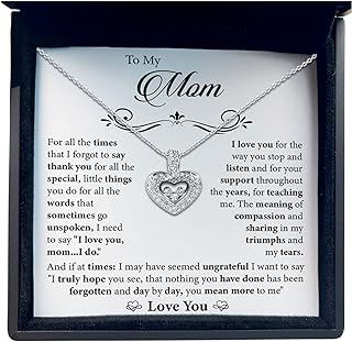 LED Crystal Necklace with White Gold Cable Chain and Lobster Clasp for Women, Best Mom Shape, Ideal Mother's Day or Birthday Gift