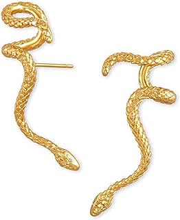 Punk Gold Snake Cuff Earrings with Push Back Clasp for Women and Men, Edgy Design