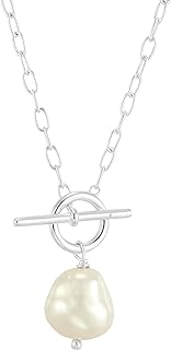 Silpada 'Center Attention' Toggle Clasp Pearl Necklace with Sterling Silver Chain, 18 Inches