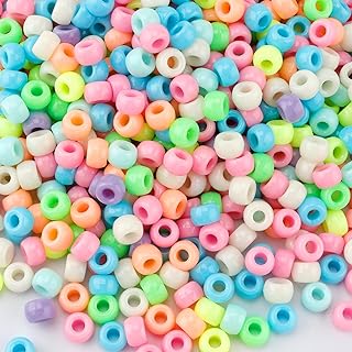 QPIXVB 1100-Count Colorful Barrel-Shaped Pony Beads in High-Quality Plastic, Ideal for DIY Jewelry and Craft Making