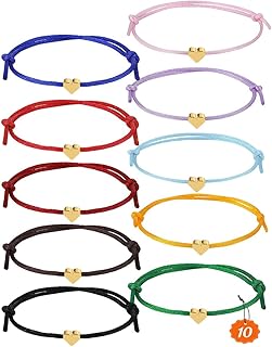 QZOSZ Lot de 10 Bracelets d'Amitié en Forme de Cœur avec Taille Réglable et Design Élégant - Idéal pour les Enfants et les Femmes pour les Anniversaires et les Occasions Spéciales