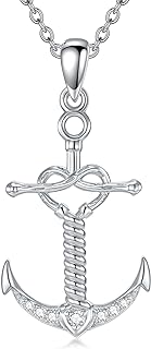 Diamond Anchor Necklace for Women 925 Sterling Silver Anchor Pendant Jewelry Gifts for Mom Wife Girlfriend Gifts for Mother's Day Birthday