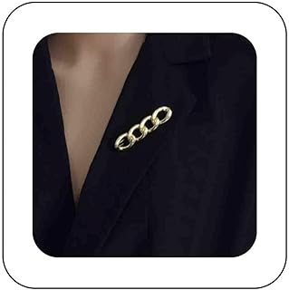Premium Alloy Gold Vacaonio Brooch Pin with Sturdy Pin Clasp Featuring Minimalist Cuban Chain Design for Women – Ideal Chic Accessory for Daily Wear and Special Occasions