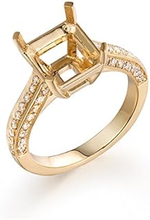 Women's Emerald Shape 5X7mm 6X8mm 7X9mm 14K Yellow White Gold Diamond Semi Mount Engagement Wedding Ring Set