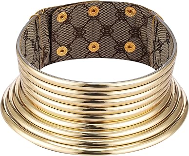 meekoo Afrikanische Choker Halskette in Gold und Braun für Damen und Herren mit Schnallen-Design, 36-48 cm, für Motto-Partys und festliche Anlässe. Ideal als Geschenk