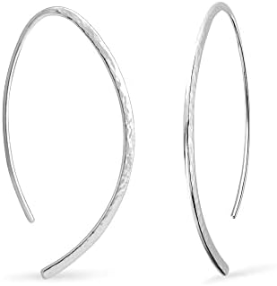 Boma Jewelry Sterling Silver Elliptical Threader Pull Through Hoop Earrings