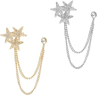 USHOBE 2pcs Brooch Clothes Pin Clothing Breastpin Hat Decorations Lady Parts Star Chain Hat Accessories Lapel Pin Personalized Breastpin Clothespin Imitation Drill Man Diamond