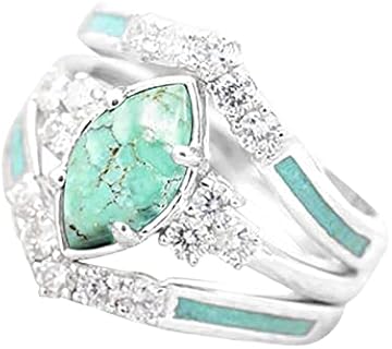 Fuqimanman2020 3PCS Natural Turquoise Stackable Rings Set Crystal Gemstone Moonstone for Women Girls Family Mother's Day Gift Statement Jewelry