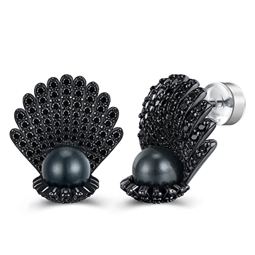 Pearl Stud Earrings For Women 925 Sterling Silver Post Gold Plated Multcolors Cubic Zirconia CZ Simulated Shell White Pearl Jewelry Gifts weinuo