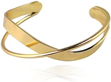 14K Cross Opening Irregular Cuff Bracelet for Women, Personalized, Silver Plated, Unisex
