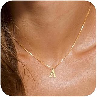 FUNEIA Buchstaben Anhänger Kette für Damen, 14 Karat Vergoldet, Hypoallergen und anlaufgeschützt, 40,5 cm plus 5 cm Verlängerung, Ideal als Geschenk für Frauen und Teenager Mädchen