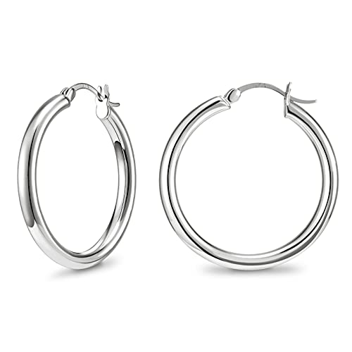 Women's 925 Sterling Silver Extra-Large Fish Scale Hoop Earrings - 2.75 Inch, H12
