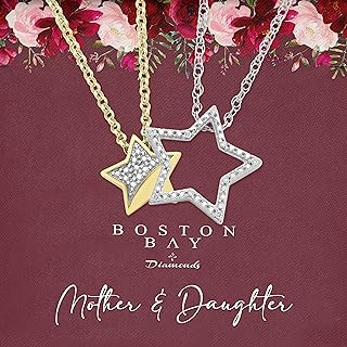 14K Gold Plated Boston Bay Diamonds Interlocking Necklace Set - Sterling Silver, Diamond Accent, Lobster Clasp, Rope Chain - A Symbol of Bond for Mothers, Daughters, Friends, Couples, or Sisters