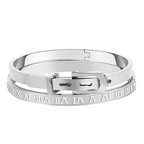 Gold Silver Plated Bracelets for Men Women Roman Numeral Bangle Bracelet Stainless Steel Personalized Engraved Unisex Gift