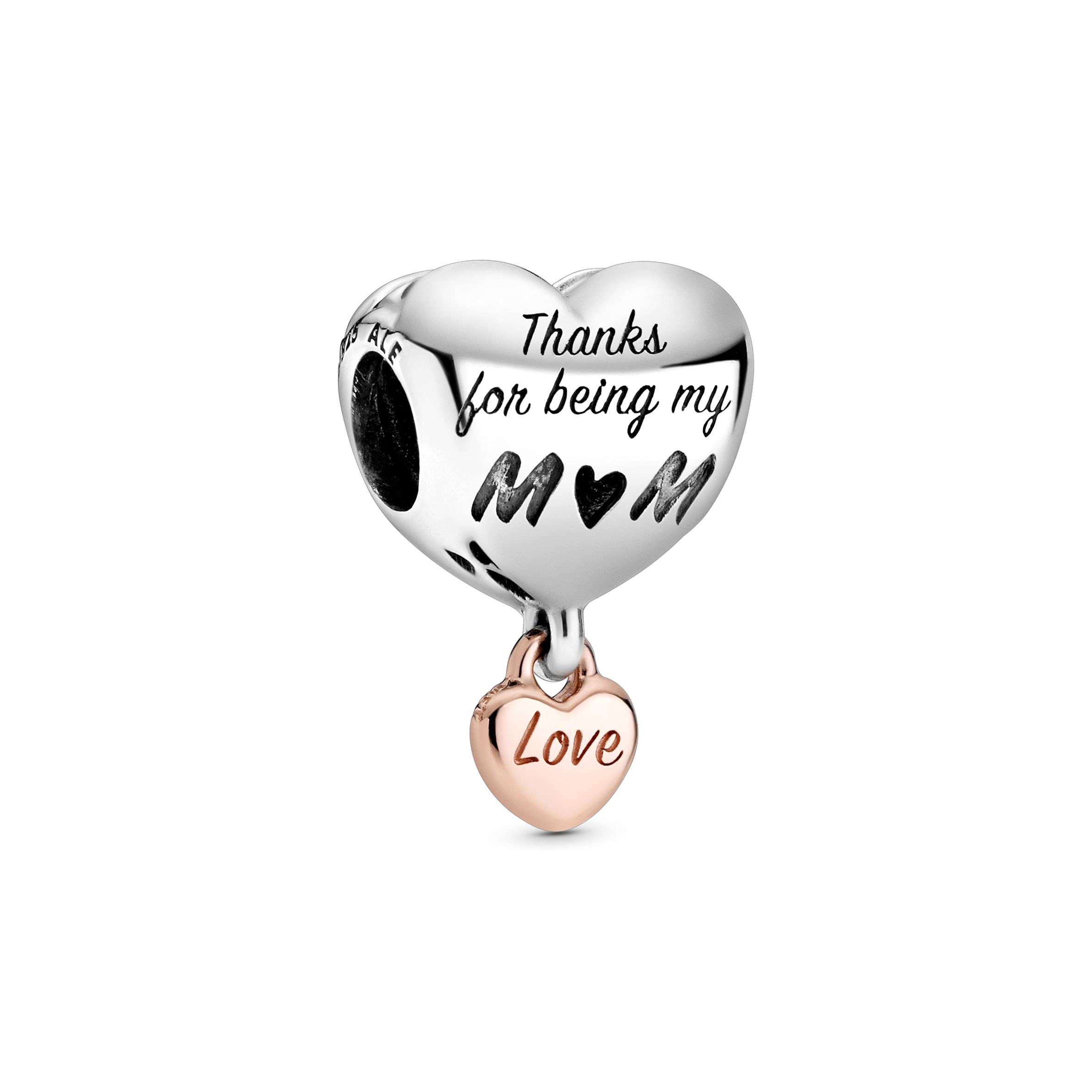 Pandora Love You Mom Heart Charm Bracelet Charm Moments Bracelets - Stunning Women's Jewelry - Gift for Women in Your Life - Made Rose & Sterling Silver