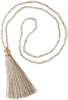 Tassel Pendant Necklace Handmade Long Beaded Necklaces Crystal Necklace Bohemian Jewelry for Women