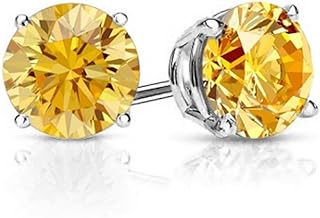 Cate & Chloe 2CT. TW. Gemstone Silver Stud Earrings (Citrine)