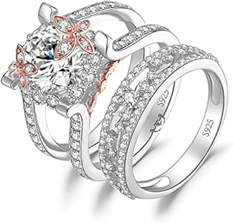 JewelryPalace Infinity Knot 1-3ct Cubic Zirconia Engagement Rings, 925 Sterling Silver 14K Rose Gold Promise Ring Wedding Band Enhancer Bridal Sets