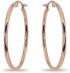 Rose Gold Flash Stainless Steel Round Polished Hoop Earrings for Women Girls (2x25mm-75mm Diameter)