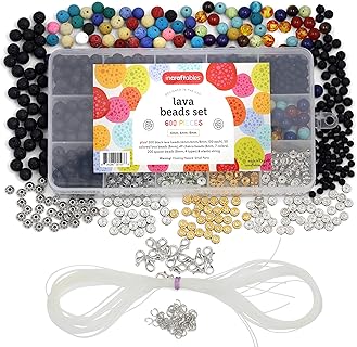 Incraftables Multicolor Round Stone Lava Beads for DIY Essential Oil Bracelets - Perfect Kit for Jewelry Crafting with Durable 4mm, 6mm & 8mm Spacer Beads & Organizer