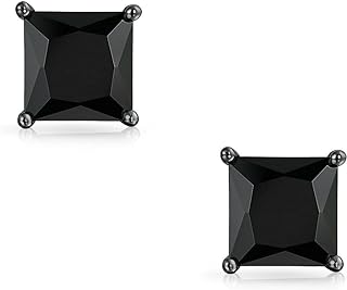 6mm Black Cubic Zirconia CZ 925 Sterling Silver Unisex Studs. Black on Black CZ Round Studs 1 ct