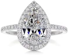 Elegant 3 Carat Pear Shaped Moissanite Engagement Ring for Women in Sterling Silver, Perfect Anniversary Gift for Her