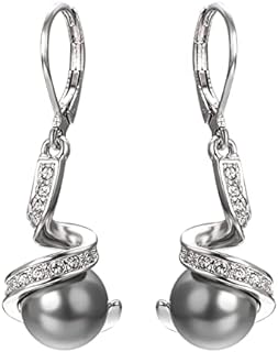 Drop Dangle Hoop Earrings for Women 18K Gold Plated Faux Pearl Earrings Freshwater Baroque Earrings Colorful CZ Long Earrings Dolphin Earrings Jewelry Gifts