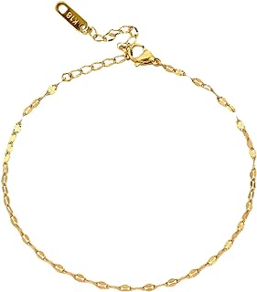 18k Gold Link Chain Anklet with Lobster Claw Clasp for Women - Dainty Waterproof Design - Ideal Gift for Loved Ones
