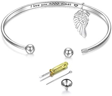 Easter Gifts Women Cremation Jewelry 925 Sterling Silver Memorial Ashes Keepsake Urn Bangle Bracelet with Heart Drop Pendant Engraved in My Heart Forever