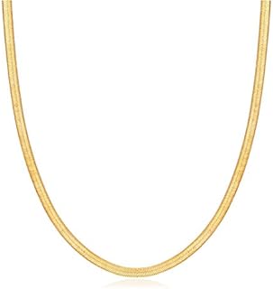 Barzel 18K Gold Plated Herringbone Chain Necklace 4MM Wide