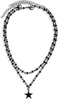 Gothic Black Star Cross Choker Necklace Sun Moon Star Choker Necklace Punk Style Star Circle Cross Tassel Necklace Gothic Dark Halloween Christmas Jewelry for Women Teen Girls
