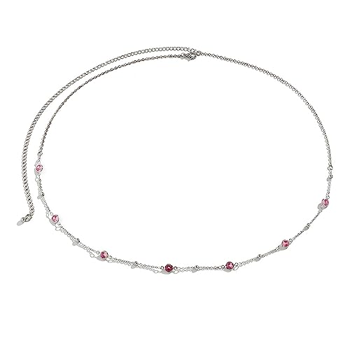 Boho Sexy Rhinestone Waist Chain for Women Summer Beach Crystal Beads Belly Body Chain Simple Bikini Rhinestone Festival Belts Rave Accessories Body Jewelry