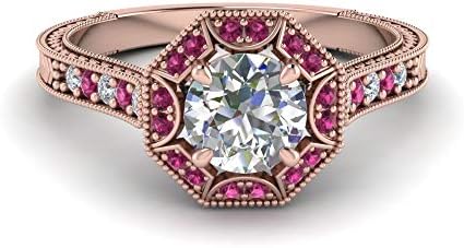 Choose Your Gemstone Antique Two Tone Wedding Ring rose gold plated Round Shape Vintage Engagement Rings Everyday Jewelry Wedding Jewelry Handmade Gifts for Wife US Size 4 to 12