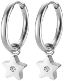 Edforce Stainless Steel Women's Huggie Hoop Earrings with Small Cute Charm