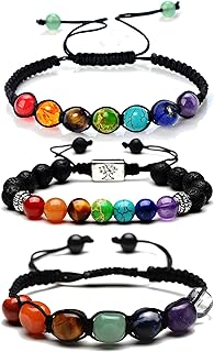 Chakra Bracelets for Women, Lava Rock 7 Chakras Crystal Bracelet, Yoga beads Bracelets,Healing Natural Stones Beaded Bracelet
