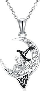 Gothic Skull Pendant Necklace with Lobster Clasp, Sterling Silver Cable Chain for Unisex, Distinctive Halloween/Christmas Gift