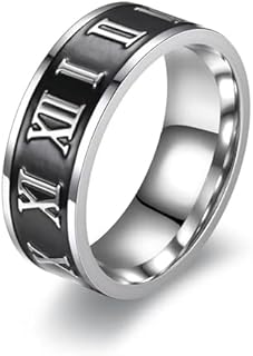 Roman Numeral Inspired Titanium Stainless Steel Wedding Ring For Men with Chain Design