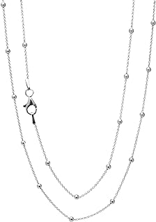 Silver Necklace for Women Girls 925 Silver Ball Beaded Chain Necklace Layered Stack Chain Choker Necklace 16" 18" 19" 20" 21" 22" 24" in