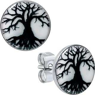 316L Stainless Steel Glow in the Dark Tree of Life Stud Earrings with Push Back Finding for Women, Chic Alloy Steel Stud Design