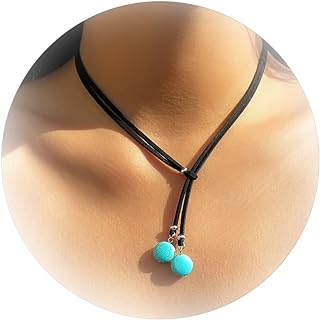 Boho Turquoise Choker Necklace Green Beads Leaves Pendant Choker Necklace Vintage Double Layer Western Jewelry Boho Turquoise Necklace for Women