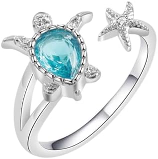 Adjustable Copper Sea Turtle Starfish Alloy Ring for Women and Girls with Oceanic Design