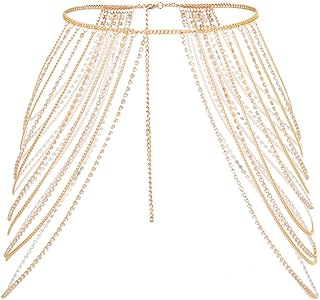 Boho Gold Body Chain Sexy Rhinestone Leg Chains Bikini Layered Waist Chain Rave Party Nightcup Body Jewelry for Women and Girls(Gold-2)