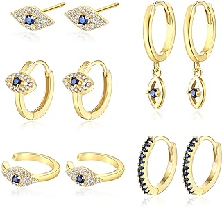 Women's Yellow Gold-Plated FANZE Stud Chain Earrings Set with Cubic Zirconia Accents: Hypoallergenic, Dazzling Design