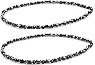 PURPLE WHALE Men's Hematite Beaded Chain Anklet with Magnetic Clasp | Iron and Stone Beaded Anklet for Healing and Meditation | 2 Pcs Black