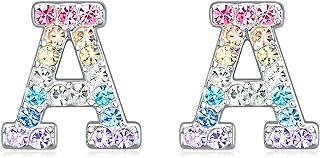 Chic Cubic Zirconia Initial Stud Earrings with Secure Push Back for Girls and Women, Crafted in Quality Brass Metal