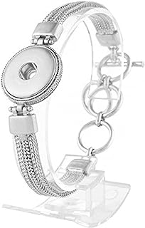 Snap Jewelry Toggle Silver Plated Strand Bracelet Length 6.75 - 8.5" fits 18-20mm Standard Ginger Style Charms My Prime Gifts