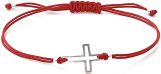 Red String Cross Sterling Silver 925 Bracelet Thread Wristband Charm Unisex Jewelry